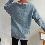 Momentlover V-Neck Drop Shoulder Long Sleeve Sweater
