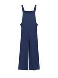 Momentlover Solid Color Wide Leg Loose Square-Neck Overalls