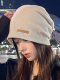 Momentlover Casual Keep Warm Applique Solid Color Hats&Caps