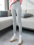 Momentlover Simple Skinny Leg Keep Warm Solid Color Leggings