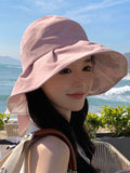 Momentlover Split-Joint Pleated Bowknot Sun Hat Fisherman Hat