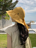 Momentlover Split-Joint Pleated Bowknot Sun Hat Fisherman Hat