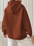 Momentlover Textured Drawstring Drop Shoulder Hoodie