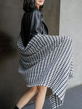 Fringed Houndstooth Keep Warm Shawl&Scarf