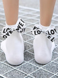 momentlover Tide Letter Bow Decoration Socks