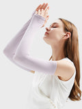 momentlover Simple Ice Silk Sun Protection Solid Color Sleevelet