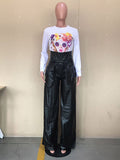 Momentlover Zipper Solid Color Belted Wide Leg High Waisted Trousers Pants