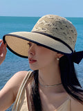 Momentlover Wide Side Bowknot Belly-Hollow Sun-protection Hats&Caps