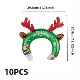 10pcs Christmas Headwear Foil Balloons - Festive Party & Holiday Decorations, Perfect for Photo Booths & Shopping Mall Displays