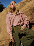 Momentlover Half Zip Pocketed Dropped Shoulder Hoodie
