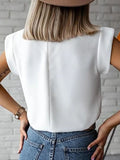 momentlover Original Casual High-Neck Cap Sleeves Face Printed T-Shirt Top