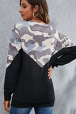 Momentlover Camouflage Round Neck Long Sleeve Sweatshirt