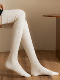 momentlover Casual Wool Solid Color Over The Knee Stockings Accessories