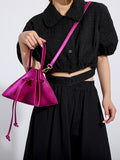 Momentlover Split-Joint Solid Color Drawstring Triangle Handbags