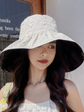 Momentlover Simple Anti-UV Floral Fisherman Hat Sun Hat
