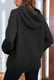 Momentlover Quilted Long Sleeve Hoodie with Pocket