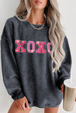 Momentlover XOXO Round Neck Dropped Shoulder Sweatshirt