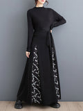 Momentlover Tied Waist Split-Joint Printed Pleated High Waisted A-Line Skirts