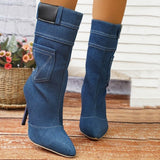 themeisles - Black Casual Daily Patchwork Solid Color Pointed Comfortable Shoes (Heel Height 3.54in)