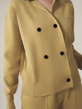 Momentlover Long Sleeves Asymmetric Buttoned Notched Collar Cardigan Tops