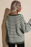Momentlover Striped Dropped Shoulder Sweater