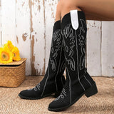 themeisles - Black Casual Embroidered Patchwork Pointed Comfortable Out Door Shoes