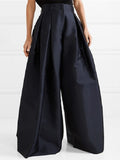 momentlover Stylish Loose High Waisted Solid Color Wide Leg Pants