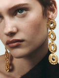 Momentlover Solid Color Hollow Geometric Drop Earrings