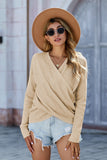 Momentlover V Neck Wrap Front Knitted Top