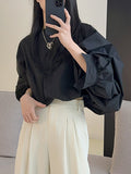 Momentlover Solid Color Elasticity Loose Batwing Sleeves Round-Neck Blouses&Shirts Tops
