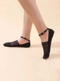 momentlover Casual Split-Joint Lace With Beads Socks Accessories