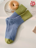 momentlover Pleated Elasticity Contrast Color Socks