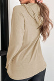 Momentlover Waffle-Knit Button Up Drawstring Hoodie