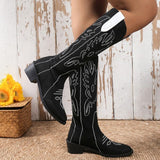 themeisles - Black Casual Embroidered Patchwork Pointed Comfortable Out Door Shoes