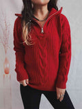 Momentlover Ribbed Half Zip Long Sleeve Sweater