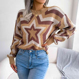 Momentlover Star Round Neck Sweater