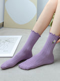 momentlover Small Daisy Embroidered Cotton Crimp Socks