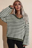 Momentlover Striped Dropped Shoulder Sweater