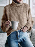 Momentlover Turtleneck Dropped Shoulder Sweater
