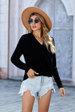 Momentlover V Neck Wrap Front Knitted Top