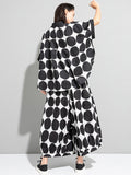 Momentlover Urban White Black Polk-Dot Printed Wide Leg Pants