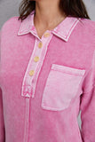 Momentlover Quarter Button Dropped Shoulder Sweatshirt