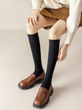 momentlover Casual Breathable Solid Color Mid-Calf Socks