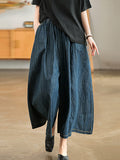 Momentlover Artistic Retro Loose Wide Legs Elasticity Jean Pants