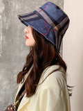 Momentlover Casual Plaid Keep Warm Suede Fisherman Hat