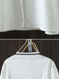 Momentlover Solid Color Jacquard Chinese Frog Buttons Loose Long Sleeves V-Neck Midi Dresses