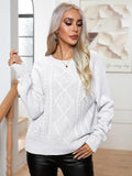 Momentlover Cable-Knit Long Sleeve Sweater