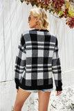Momentlover Plaid Dropped Shoulder Sweater