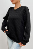 Momentlover Texture Round Neck Long Sleeve Sweatshirt