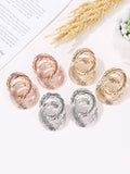 Momentlover Solid Color Hollow Geometric Drop Earrings